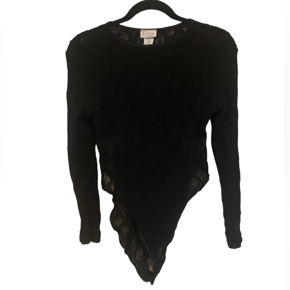 VTG 90s Full Lace Black Bodysuit w Snap Closure sz Large